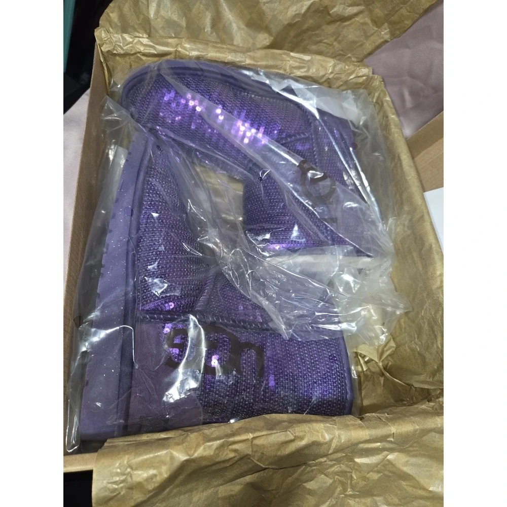 UGG Australia Sparkle Purple Sequin Pull On Boots Limited Edition Women's 4 - Picture 8 of 9